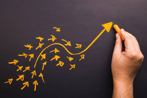 Strategic leadership arrows moving toward one direction